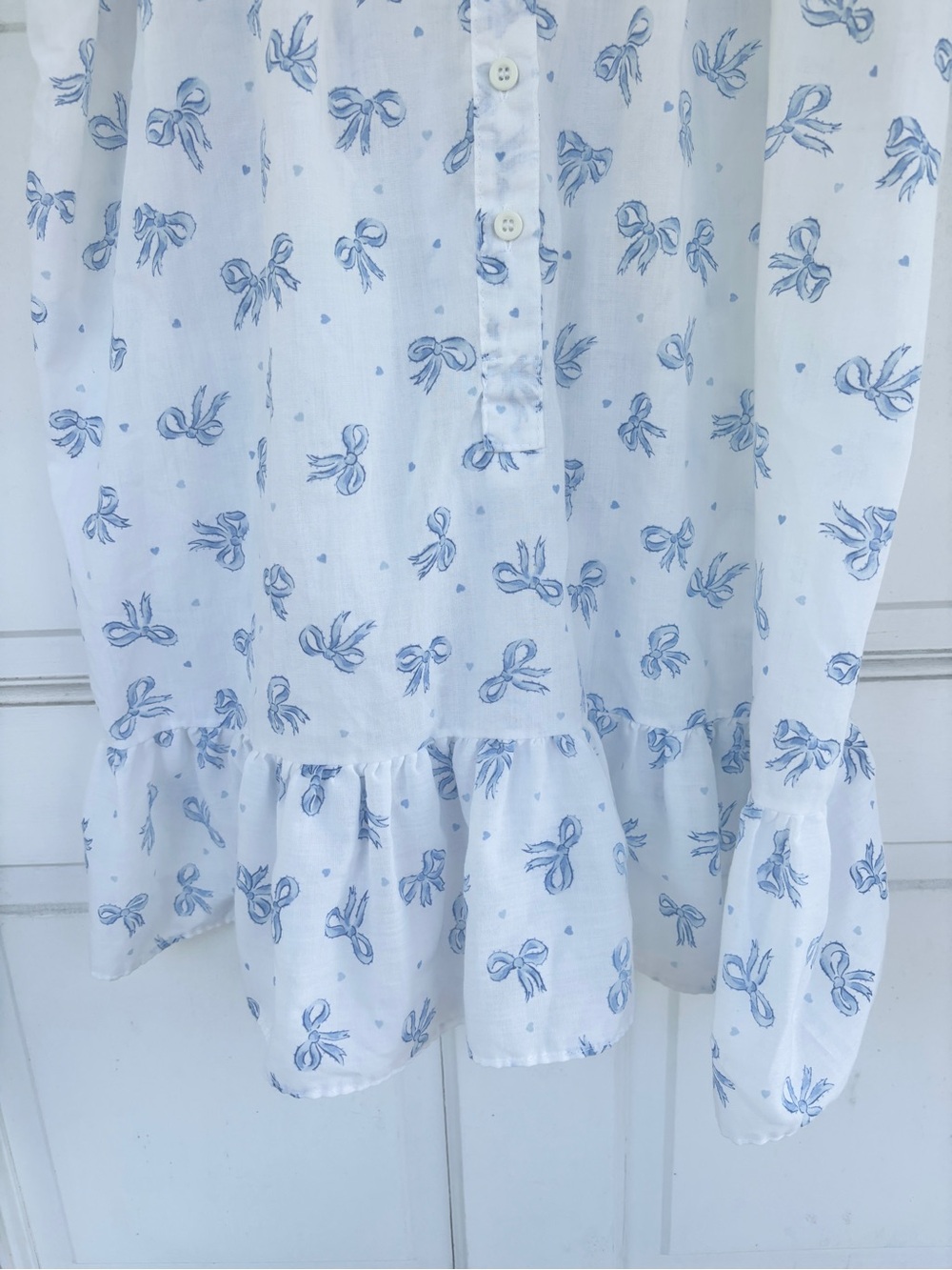Vintage Willow Creek Blue Bow Lace Cottagecore Tradwife Coquette Nightgown M - Picture 5 of 12